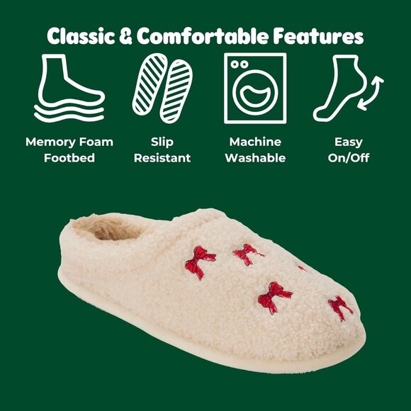 Women's Tan Red Holiday Christmas Fuzzy Cozy Sherpa Novelty House Slipper Shoes - Picture 5 of 6